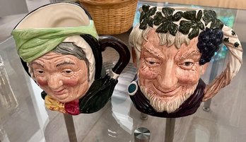 Pair Of Large Royal Doulton Toby  Mugs Bacchus 1958 And Sairey Gamp