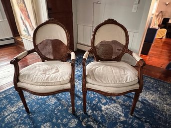 An Exceptional Pair Of Antique Side Chairs See Upholstery On Caning ~ ELEGANT~