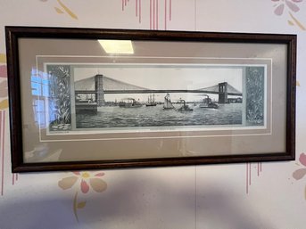 Framed New York And Brooklyn Bridge Caswell Massey 1983