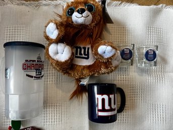 NY Giants Shot Glasses, Stuffed Animal, Super Bowl Cup And Mug