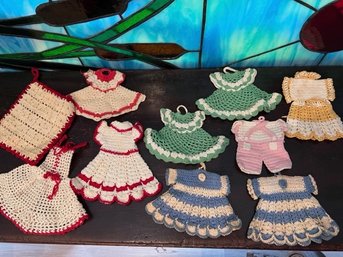 10 Vintage Crocheted Dress Ornaments