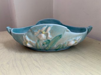 RARE ~ Roseville Pottery Oval Console Bowl Blue Iris 1939