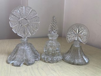 Group Of 3 Crystal Perfume Bottle Left Image Is Made In Czechoslovakia
