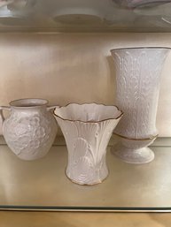 A Group Of 3 Lenox Vases Varying Sizes Excellent Condition