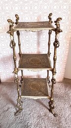 Exquisite Etched Solid Brass 3 Tier Shelf See Details!~ ( No Shipping)