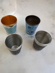 4 Vintage Shot Glasses 2 Pewter 2 Cloisonne