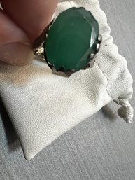 Sterling And Green Semi Precious Stone Ring