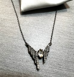 Alexis Bittar Crystal And Silver Butterfly Necklace