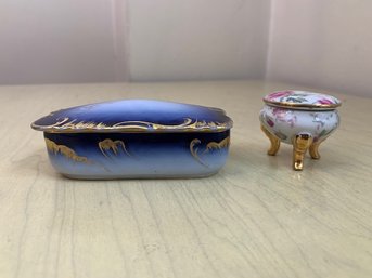 Haviland & Co Covered Rectangular Box And Porcelain Round Covered Box