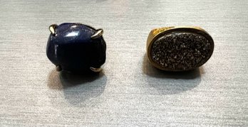 2 Costume Rings, Druzy And Lapis