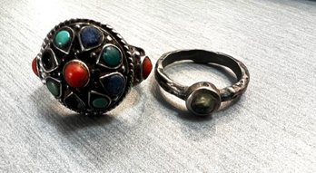 2 Sterling Silver Multi Stone Rings  See Photos