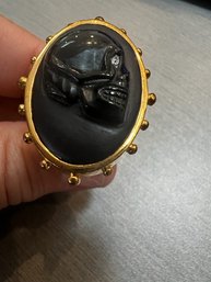 Alexis Bittar Carved Black Skull Ring