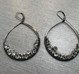 Silver And Clear Crystal Round Hoops