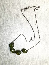 Green Aventurine Stone Necklace On Silver Chain