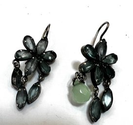 Green Stone Dangling Earrings AS IS
