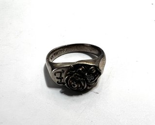 'E' 925 Silver Ring