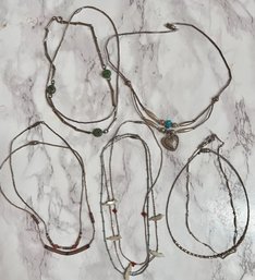 Multi Liquid Silver Look Necklaces, Some Sterling