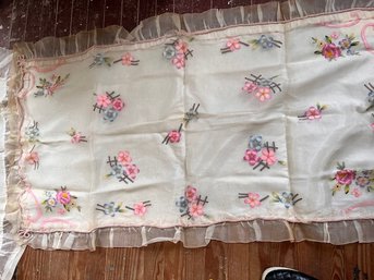 Embroidered Chiffon Coverlet For Crib