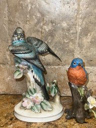 A Pair Of Bird Figurines One By Lefton, 1 Sadek Hand Painted Made In Japan