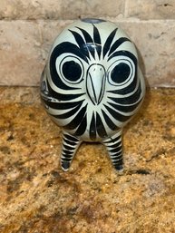 Made In Mexico Signed Blue And White Porcelain Owl Approx 5'