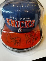 New York Knicks Signed NBA Draft Hat John Starks And Anthony Mason