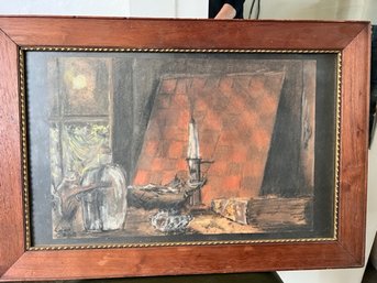 Early Still Life JK Sundquist Framed Pastel On Paper Approx 14 X 20