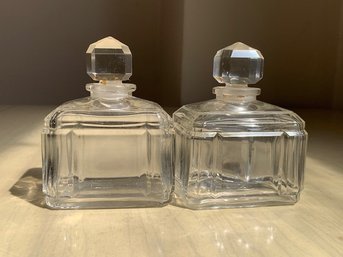 A Pair Of Crystal Perfume Bottles Signed On Bottom
