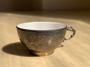 Silver Over Porcelain Tea Cup