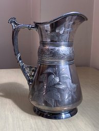 Quadruple  Plated Engraved Silver Pitcher