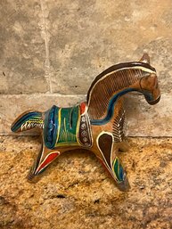 Hand Painted 1970's Mexican Horse Sculpture