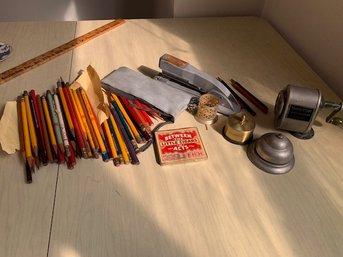 Lot Of Vintage Pencils And Desk Accessories
