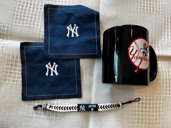 NY Yankees Mug, Coaster And Derek Jeter Bracelet