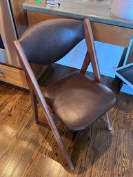 Leatherette And Wood Folding Chair In Deep Chocolate