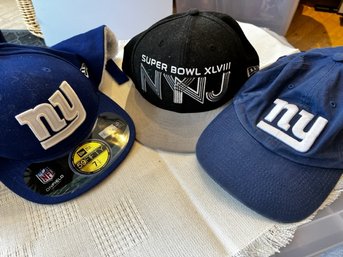 3 NY Giants Hats, Winter, Super Bowl And Giant Cap