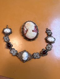 Cameo Bracelet And Brooch