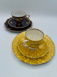 A Pair Of Three Piece Tea Sets Elizabethan Bone China And Echt Kobalt JL Menau