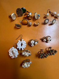 Group Of Retro Clip On Earrings. Including Trifari And P & PAnd Singles