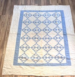 Blue And White Vintage Diamond Quilt