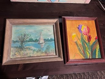 Two Paintings 1960's Framed