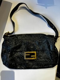 Fendi Shoulder Bag Patent Leather With SPRINGSTEEN PASS Attached Inside!