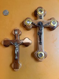 A Pair Of Olive Wood Crosses From Jerusalem