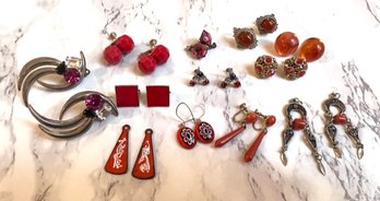 Elegant And Funky Reds Earrings, Clip On And Pierced