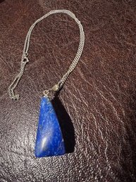 A Lapis Necklace On Silver Chain