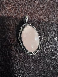 Silver And Natural Rose Quartz Pendant