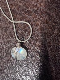 Wrapped Quartz Necklace On Silver Chain