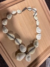 Antique REAL Puka Shell Necklace With Sterling Silver Clasp