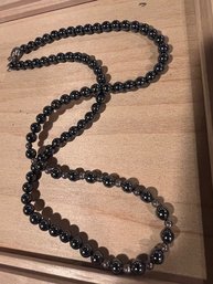 Beaded Hematite Necklace With Silver Clasp