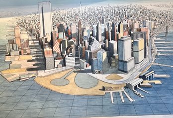 JK Sundquist Limited Edition Lithograph, Lower Manhattan .