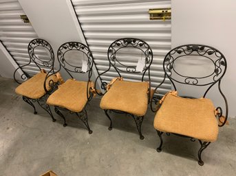 Vintage Wrought Iron Square Table With 4 FOUR Matching Chairs