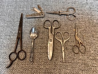 Scissors, Pocket Knife And New York Spoon Made In Germany, USA,  Etc 7 Items